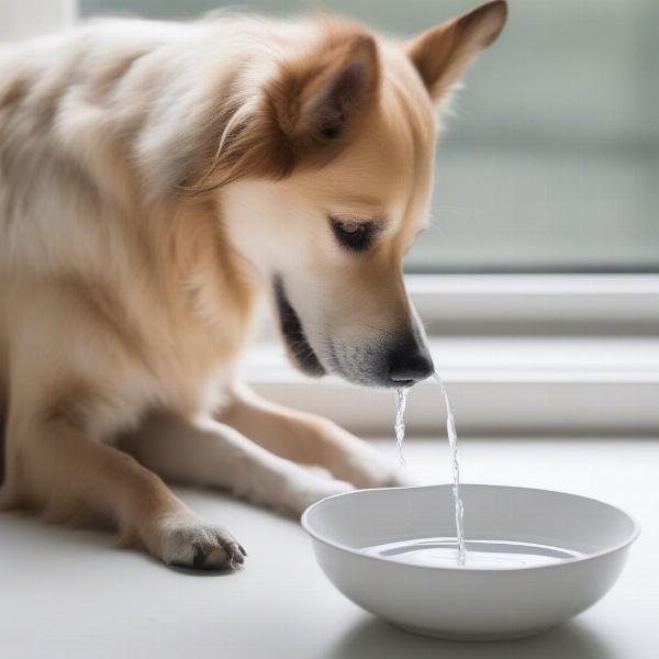 Dog hydrating after taking fibre supplement