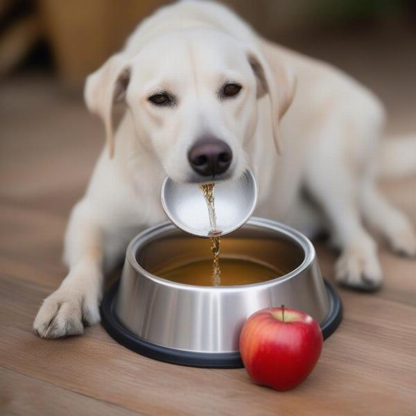 Dog Drinking Water with Apple Cider Vinegar for Flea and Tick Prevention