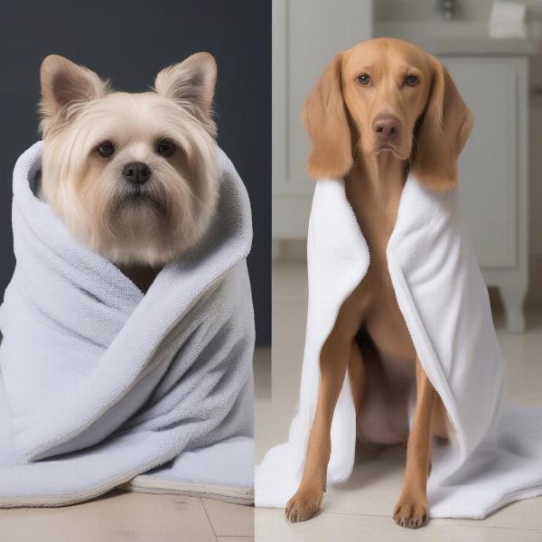 Dog Drying with a Towel and Bathrobe