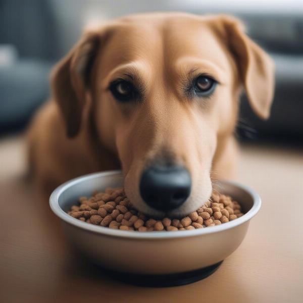 Dog Eating High Fibre Food