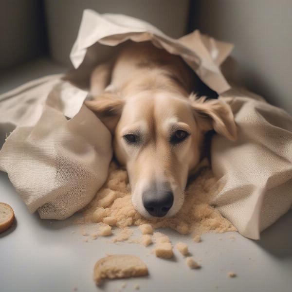 Dog Eating a Loaf of Bread