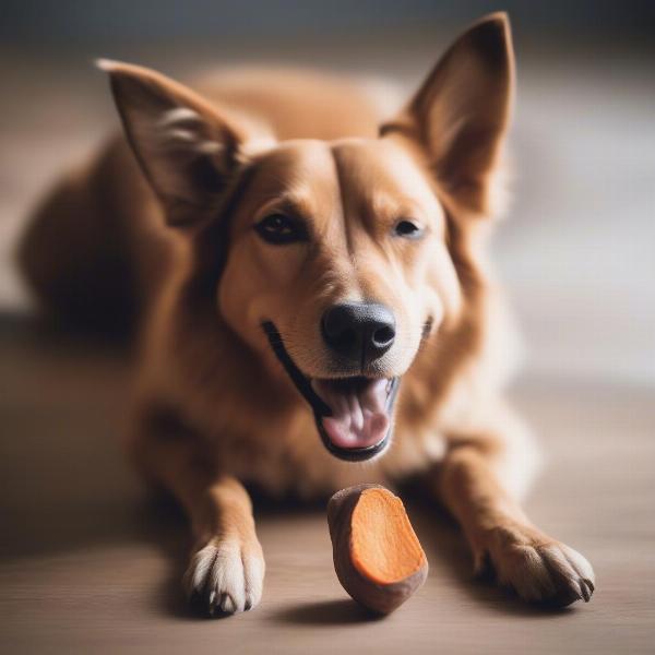 Dog Enjoying a Single Ingredient Treat