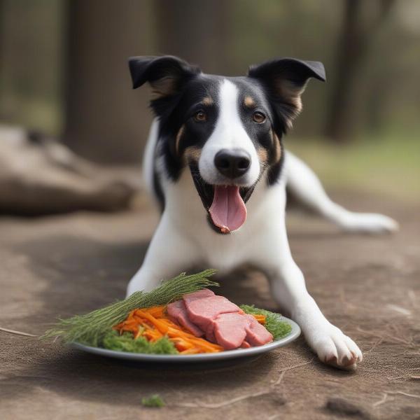 Dog Enjoying a Forage Meal