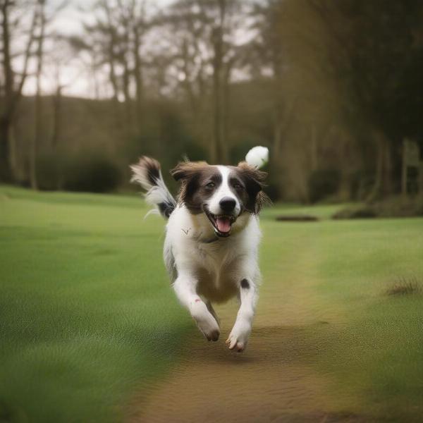 Dog playing at a dog-friendly glamping site in Ireland