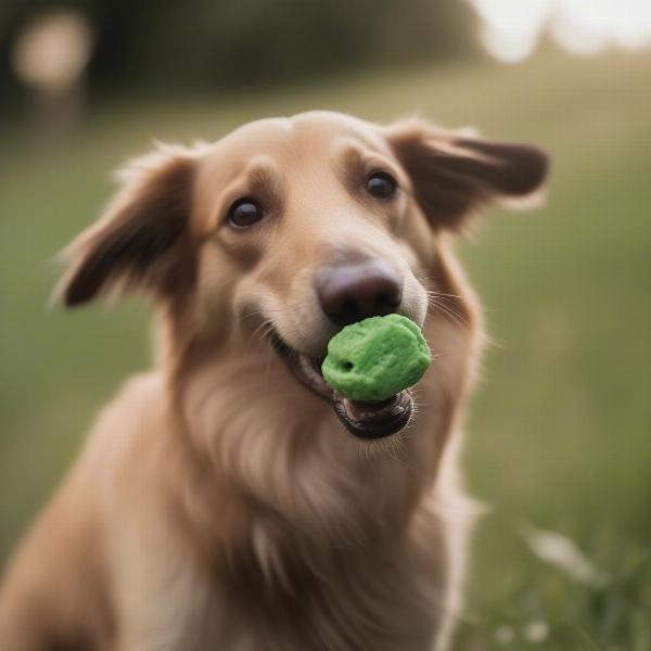 Dog Enjoying Green and Wilds Treat