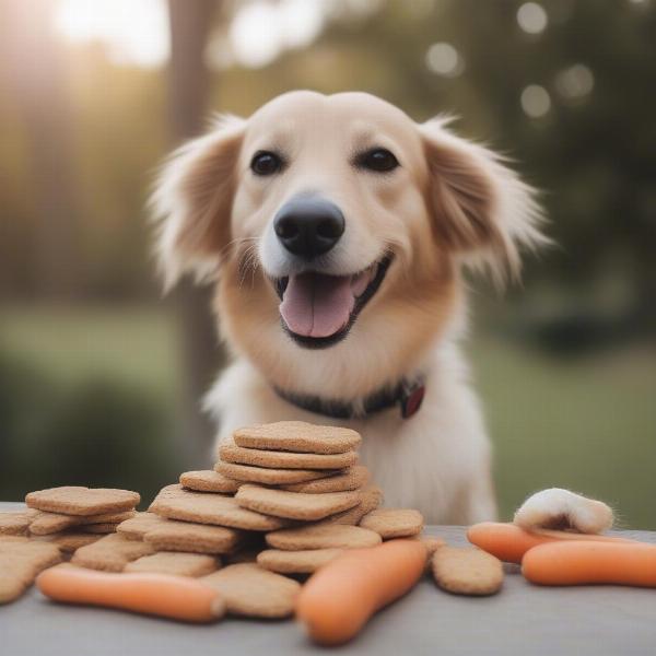 Dog eating healthy treats