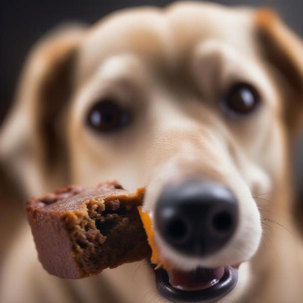 Dog Enjoying Liver Cake