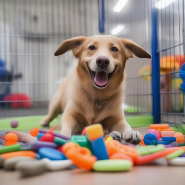 Dog Enjoying Playtime at Kennel