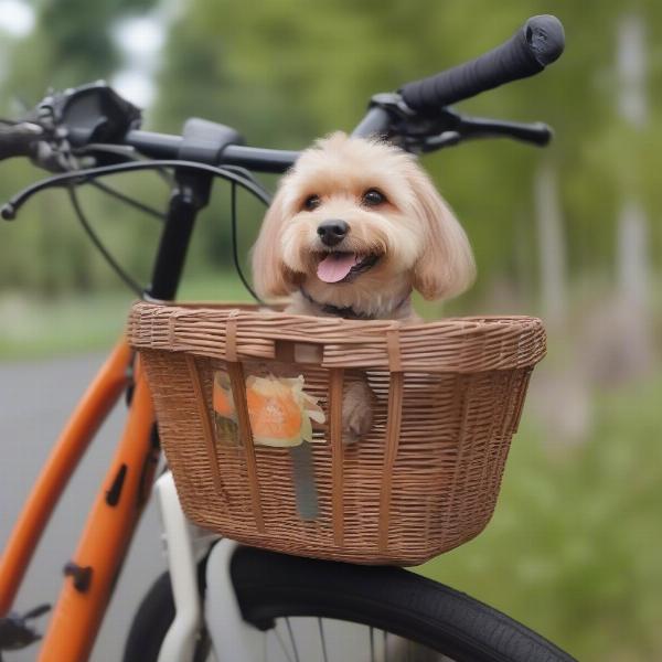 Dog Enjoying a Ride in a Rear Basket