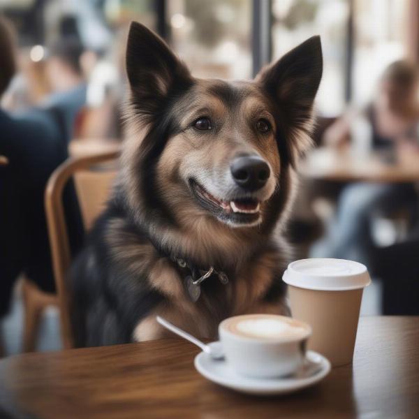 A dog enjoying a treat at a dog-friendly cafe in Adelaide