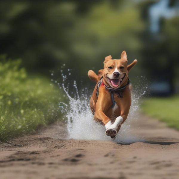 Dog exercising for weight loss