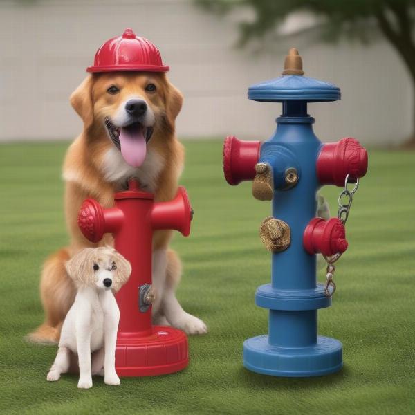 Different types of dog fake fire hydrants