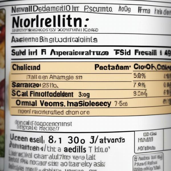 Dog food ingredient label close up