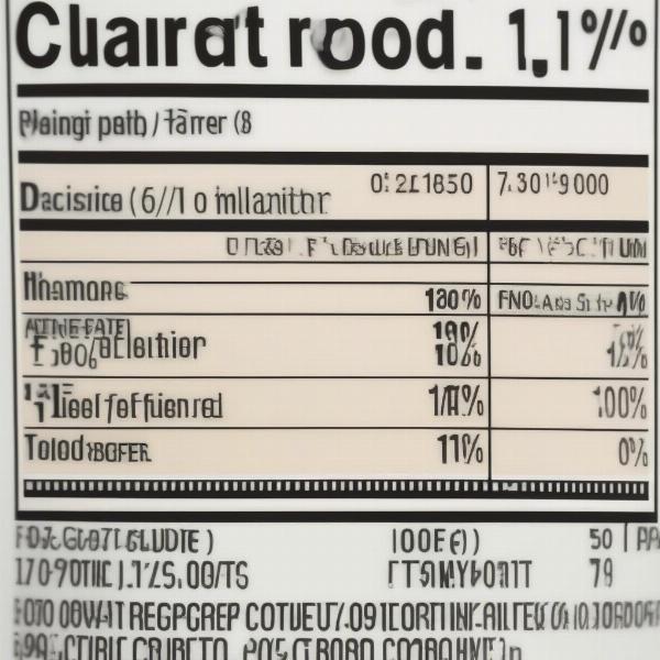 Dog food label showing guaranteed analysis