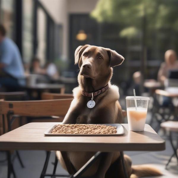 Dog Enjoying a Patio at a Coffee Shop