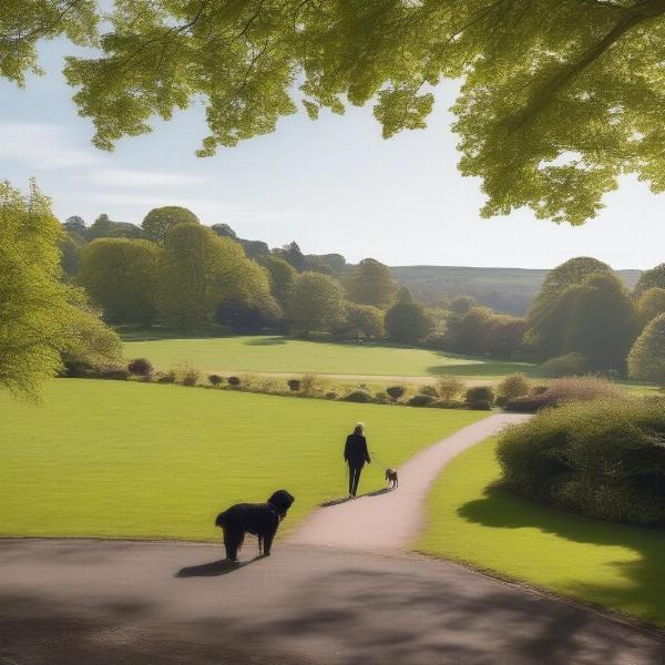 Dog walking in Valley Gardens, Harrogate