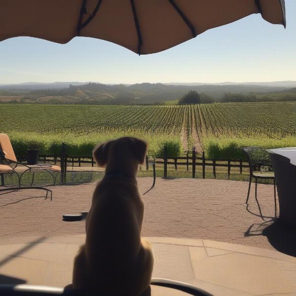 Dog enjoying the view at a vineyard in Sonoma