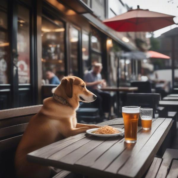 Enjoying a meal at a dog-friendly pub in Cornwall