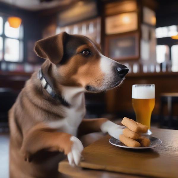 Dog enjoying a treat at a Glasgow pub