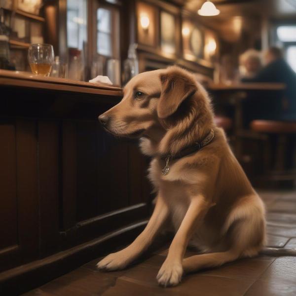 Dog enjoying a treat at a dog-friendly pub in North Wales