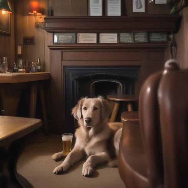 Dog relaxing at a dog-friendly pub in West Sussex