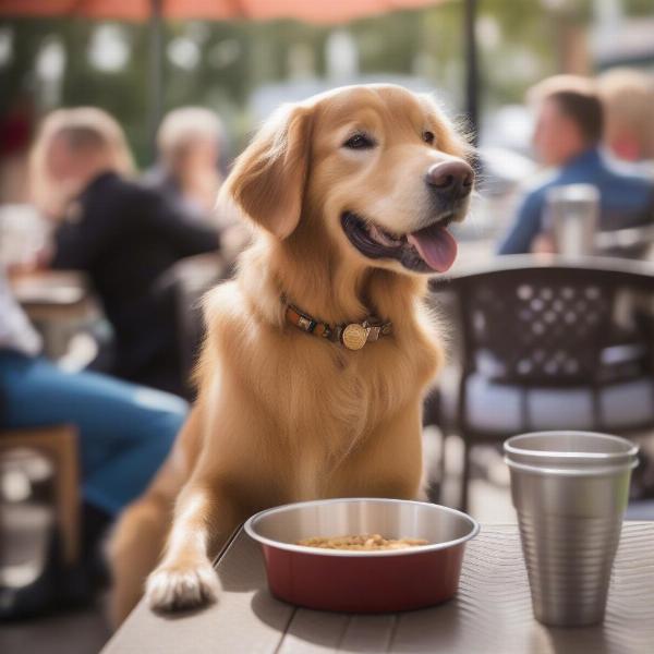 Dog Enjoying a Meal on a Patio in Corunna