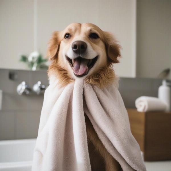 Drying a Dog After a Bath