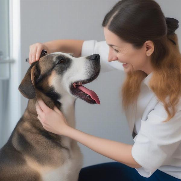 Dog Groomer in Hemel Hempstead Checking a Dog's Ears