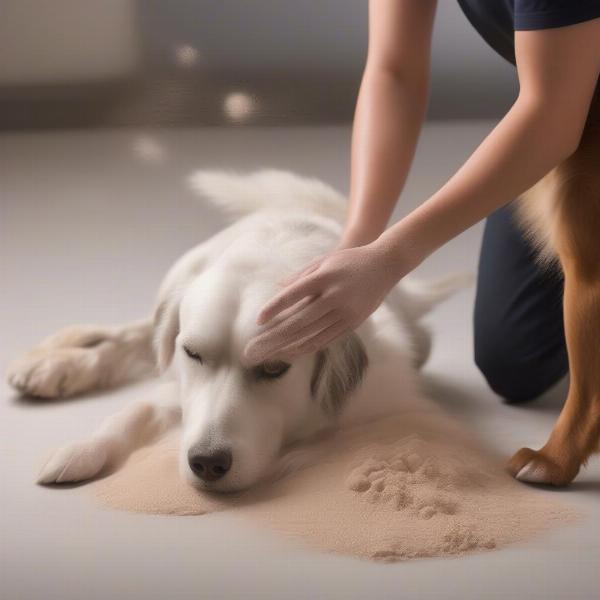 Applying Dog Grooming Powder