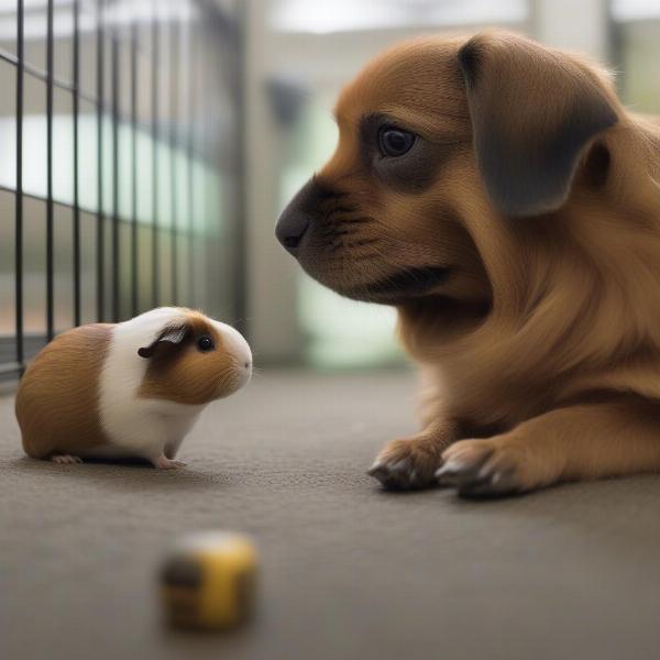 Supervised Playtime Between a Dog and Guinea Pig