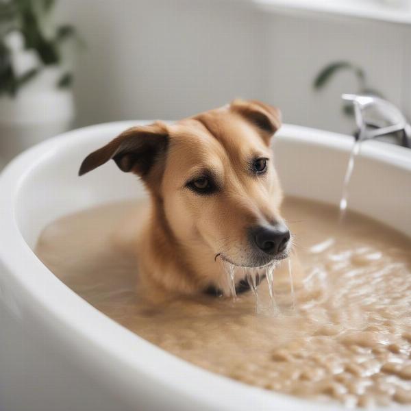 Soothing oatmeal bath for itchy dog