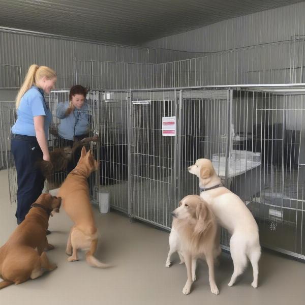 Caring Staff Interacting with Dogs at Ipswich Kennels