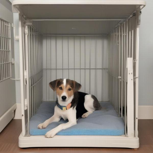 Happy dog playing in a spacious and clean dog kennel in Worcester