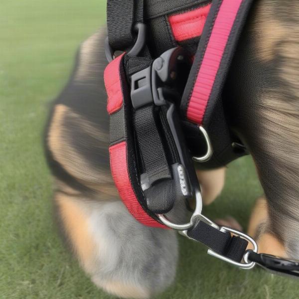 Close-up view of the different features of a dog lead