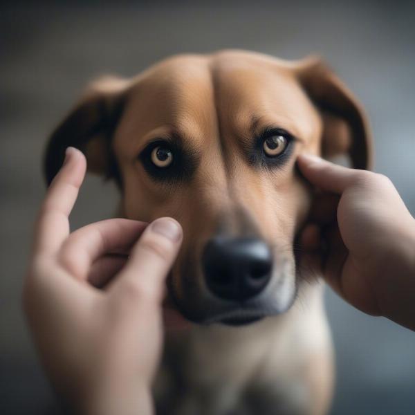 A dog attentively listening to its owner