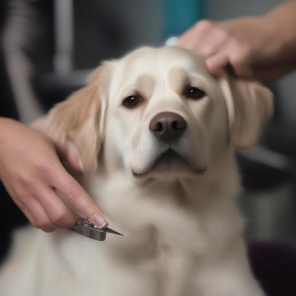 Calming a dog during nail trim in Winnipeg