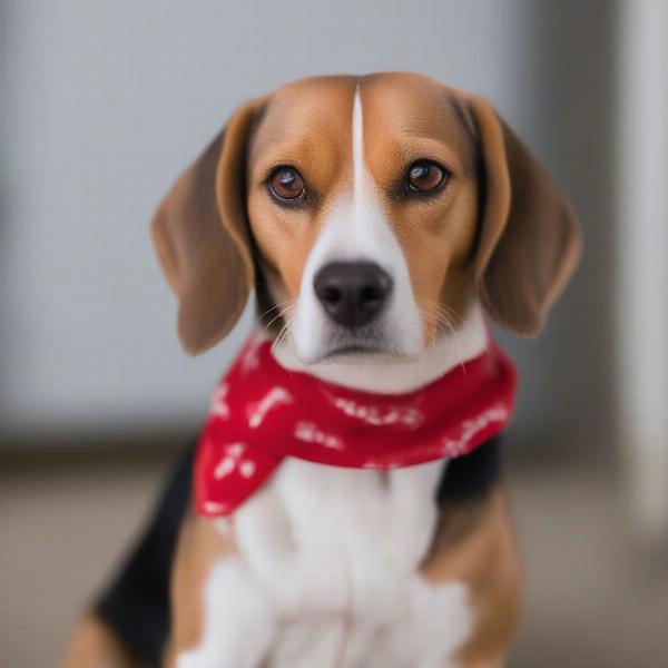 A dog named Mary Jane wearing a bandana