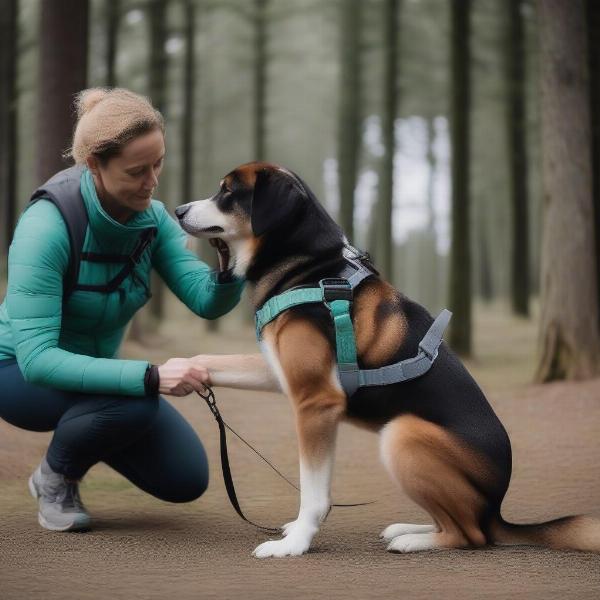 Dog Owner Fitting Front Clip Harness