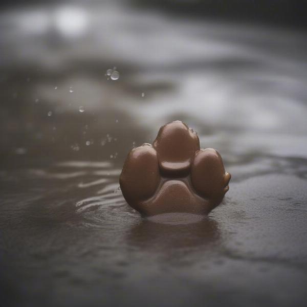 Dog paw in the rain