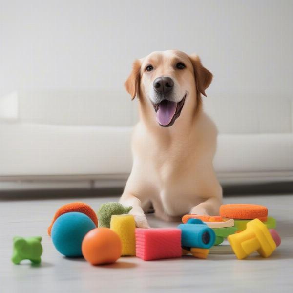 Dog Playing Safely with Toys