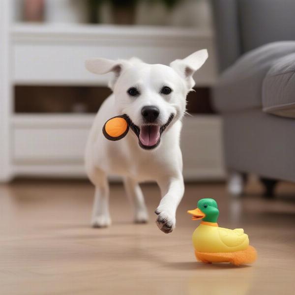 Dog Enjoying a Turducken Toy