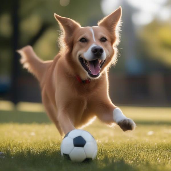 Dog Playing with Indestructible Soccer Ball