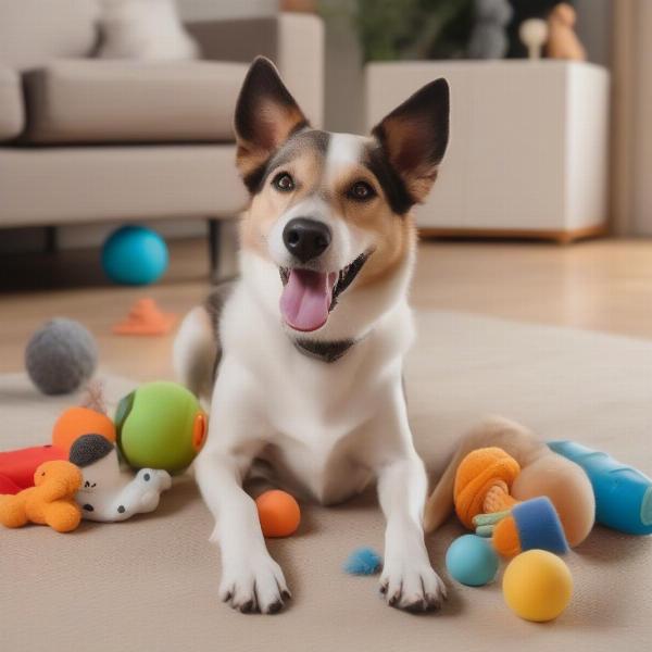 Dog Playing with Toys