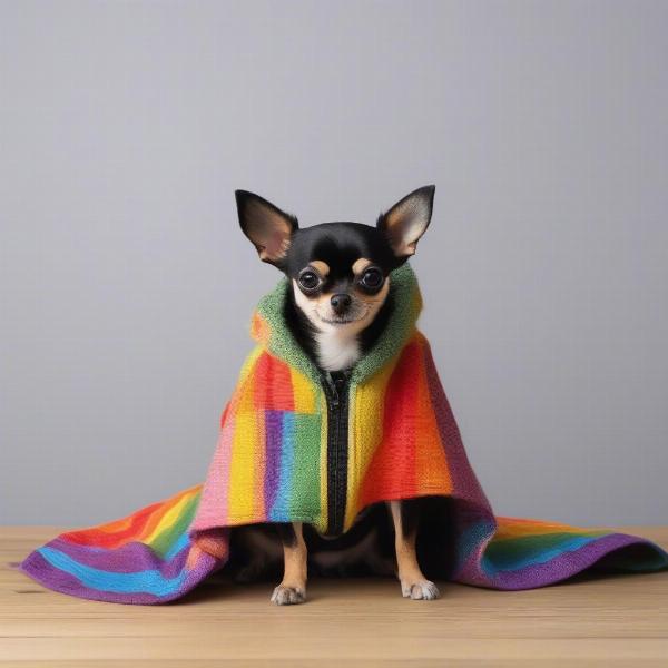 Measuring a dog for a poncho