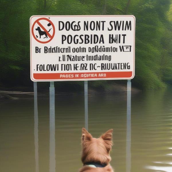 Dog Prohibited from Swimming Sign