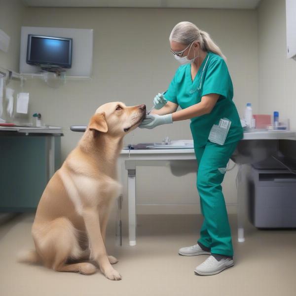 Dog Receiving C5 Vaccination