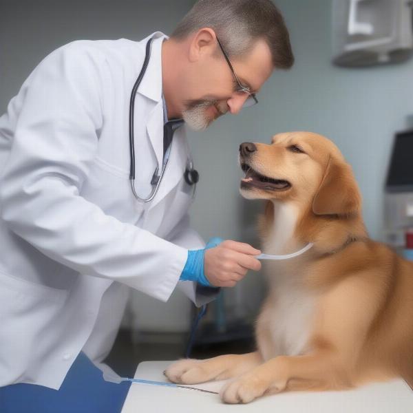 Dog Receiving Heartworm Test