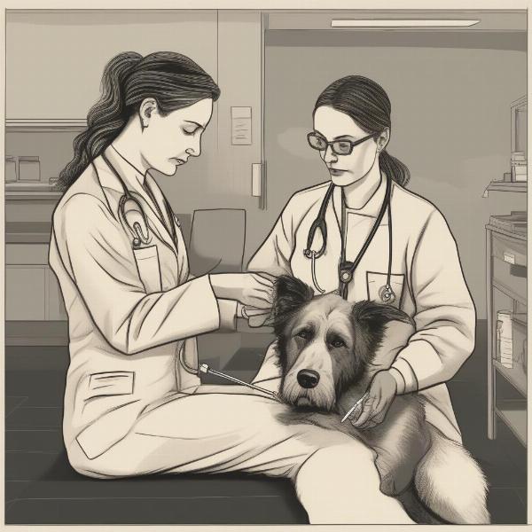 Dog Receiving Morphine Injection at the Vet