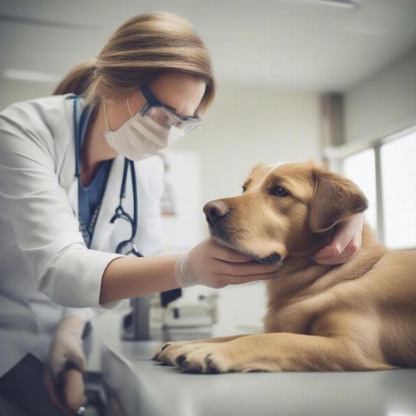 Dog at the Vet with Swollen Paw