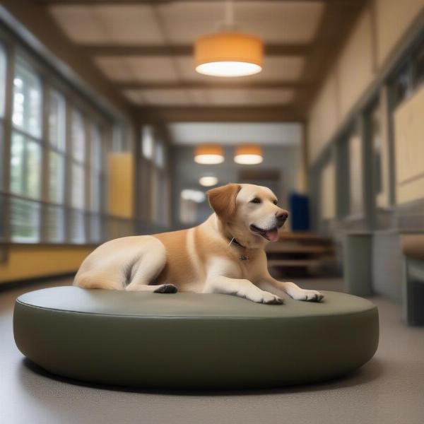 Dog relaxing at boarding school